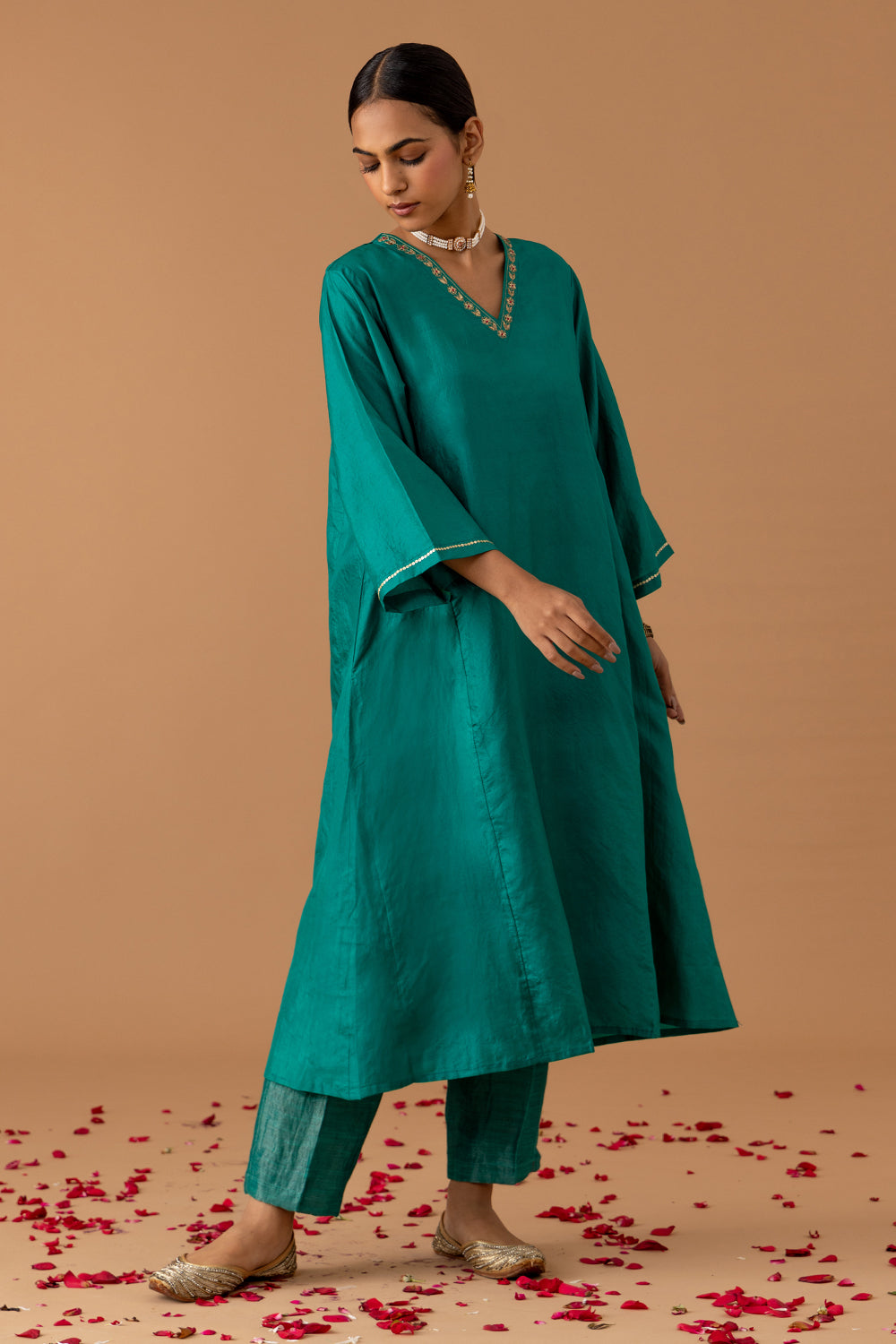 Teal Silk Kaftan