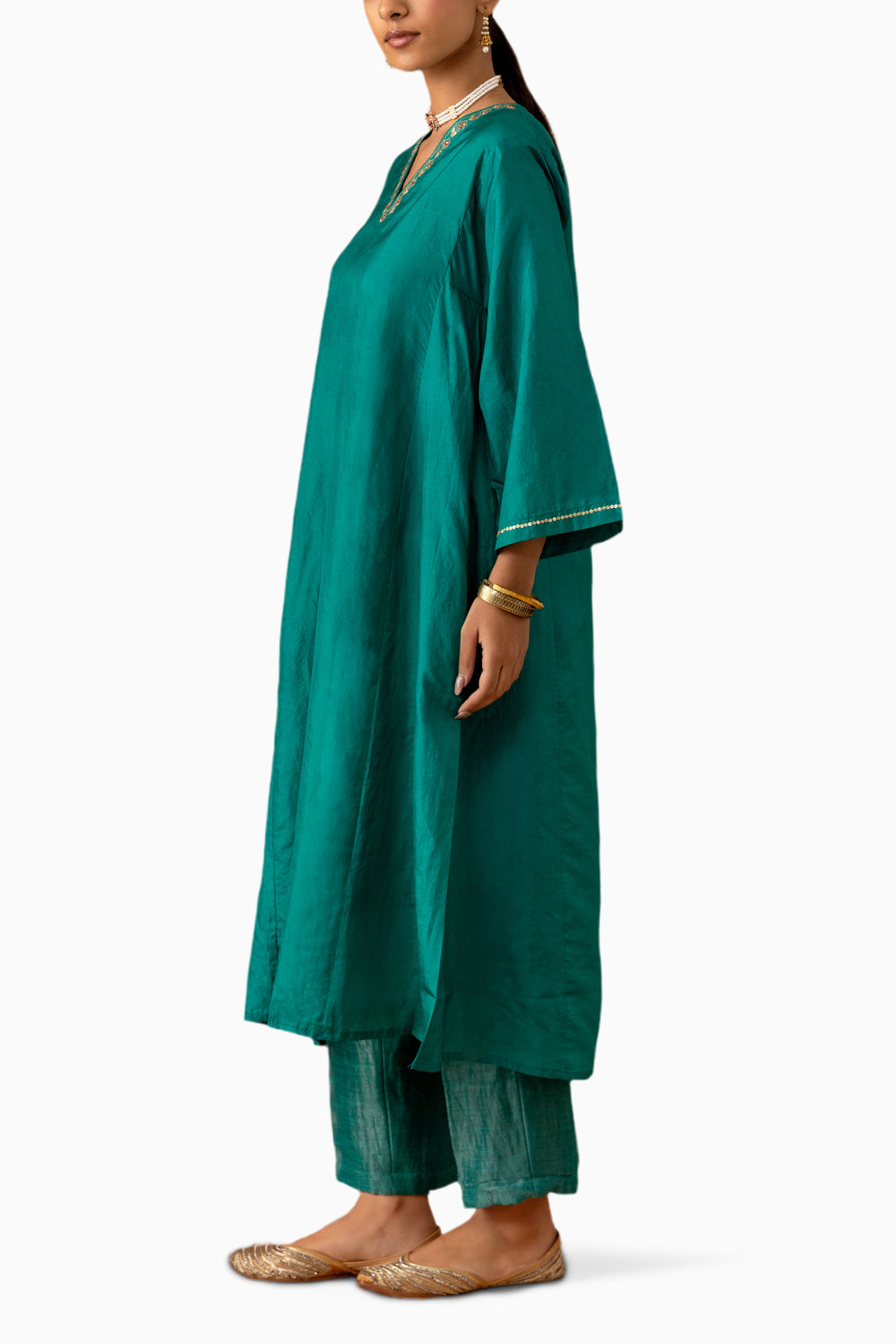 Teal Silk Kaftan