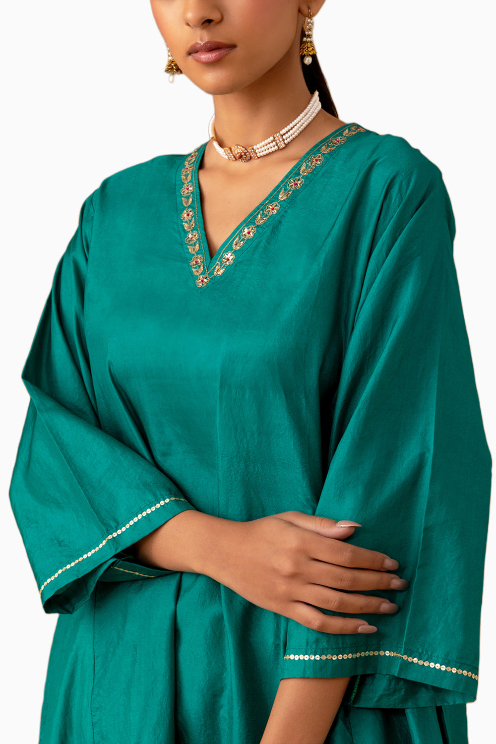 Teal Silk Kaftan