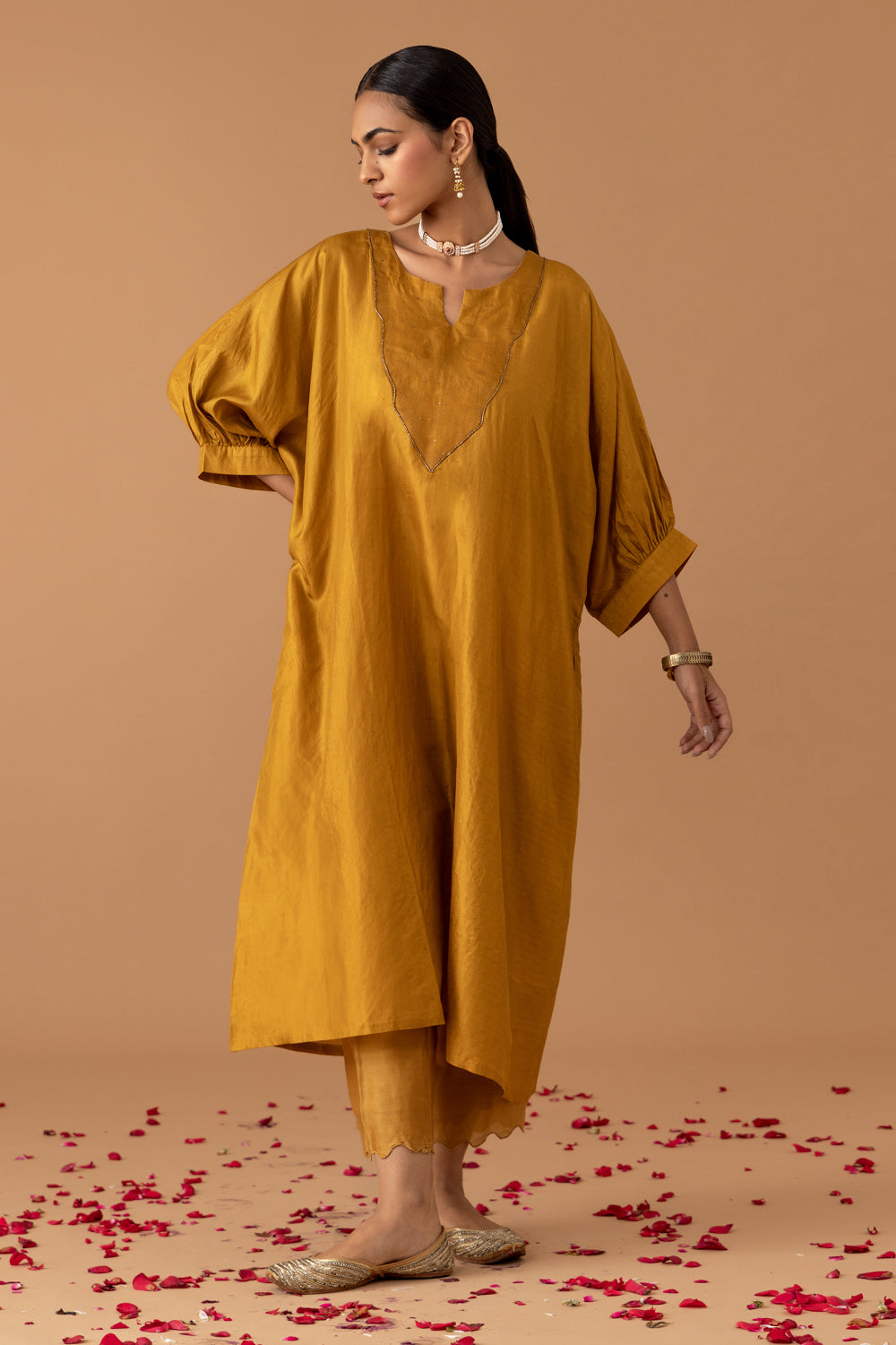 Ochre Silk Kaftan