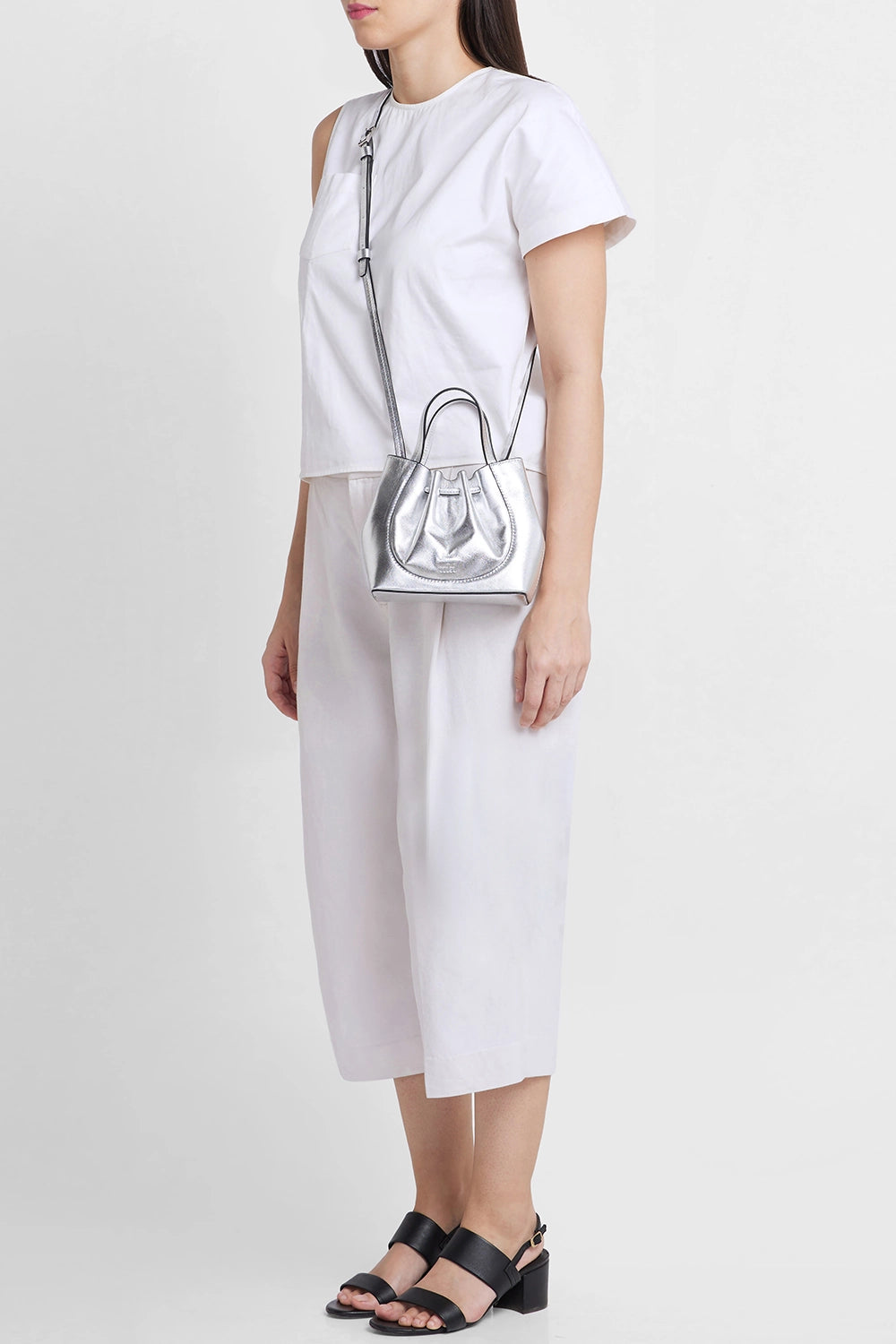 Katrina Silver Metallic Mini Tote Bag