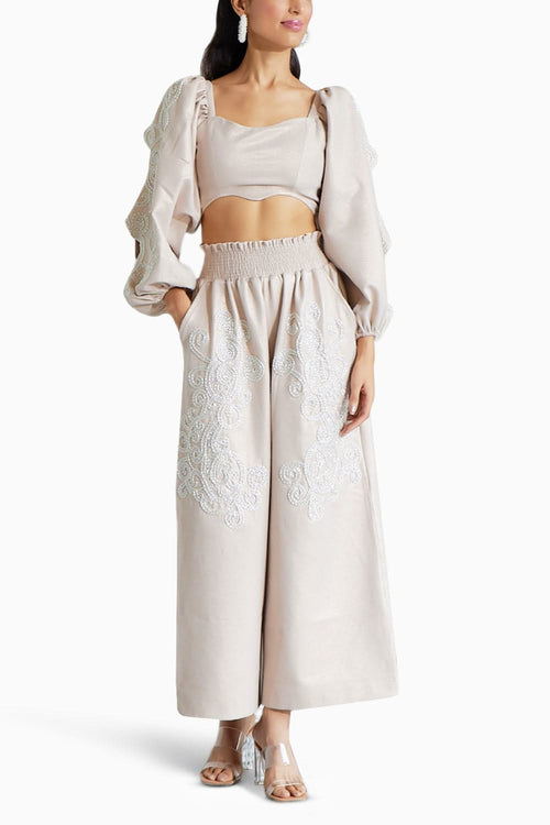 Embellished Co-ord Set With Sleeve Cutout