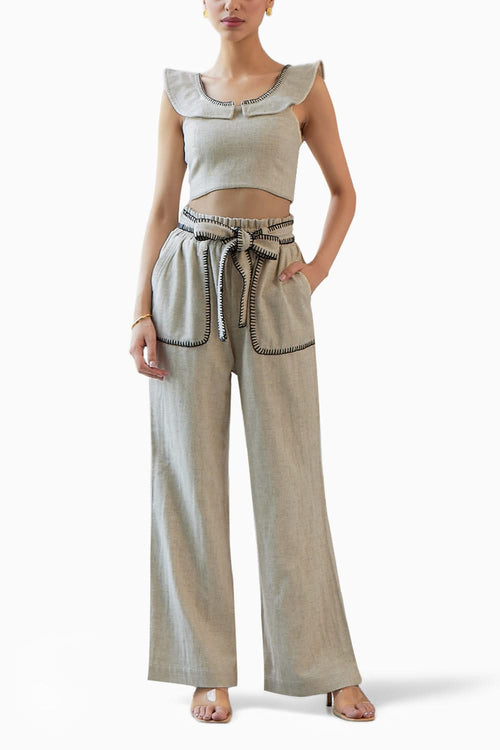 Oatmeal Blanket Stitch Top & Pant Set