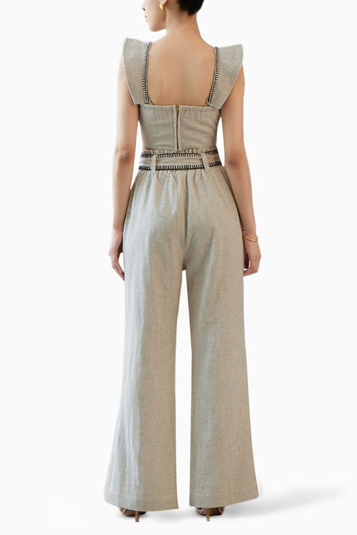 Oatmeal Blanket Stitch Top & Pant Set
