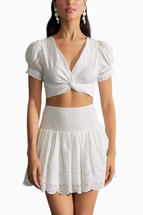 Schiffli Top & Skirt Set