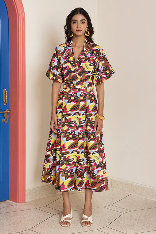 Abstract Dawn Wrap Dress