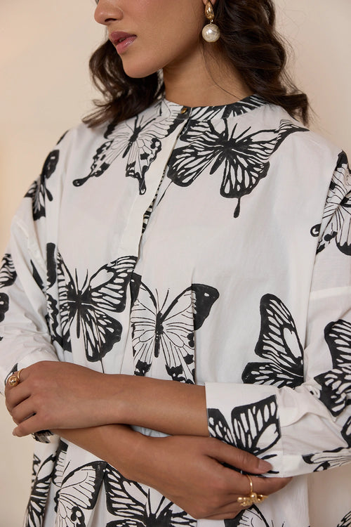 Butterfly Oversized Shirt Dress