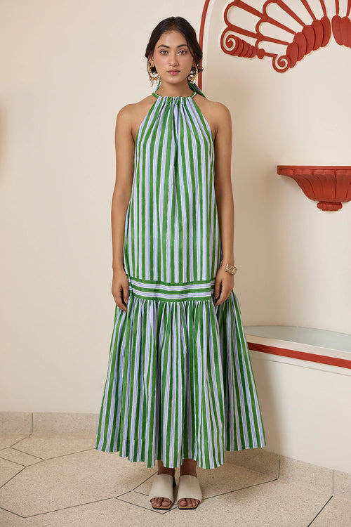 Forest Green Halter Maxi Dress