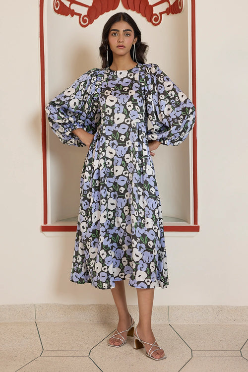 Moonflower Gathered Midi Dress