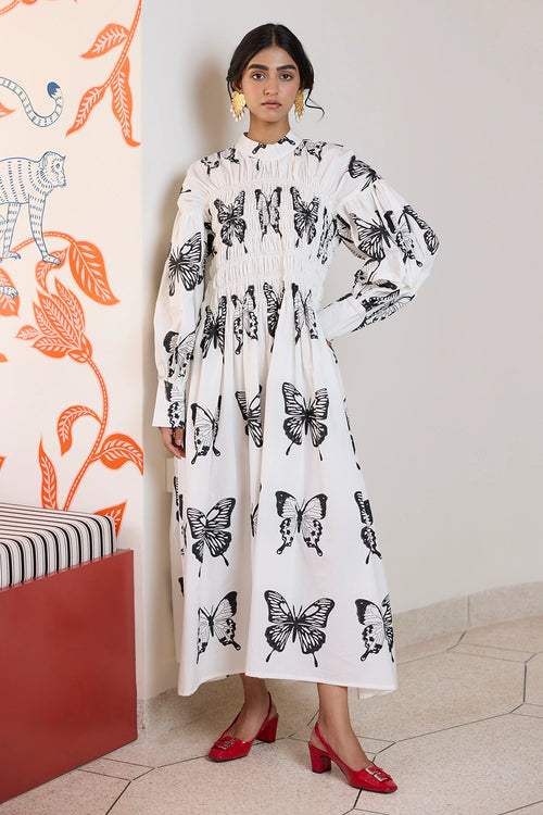 Butterfly Smocked Long Dress