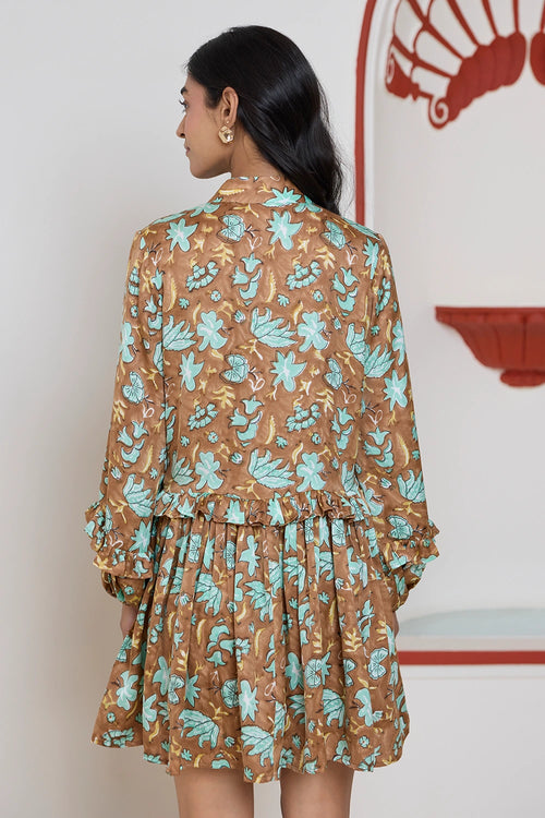 Umber Garden Ruffle Dress