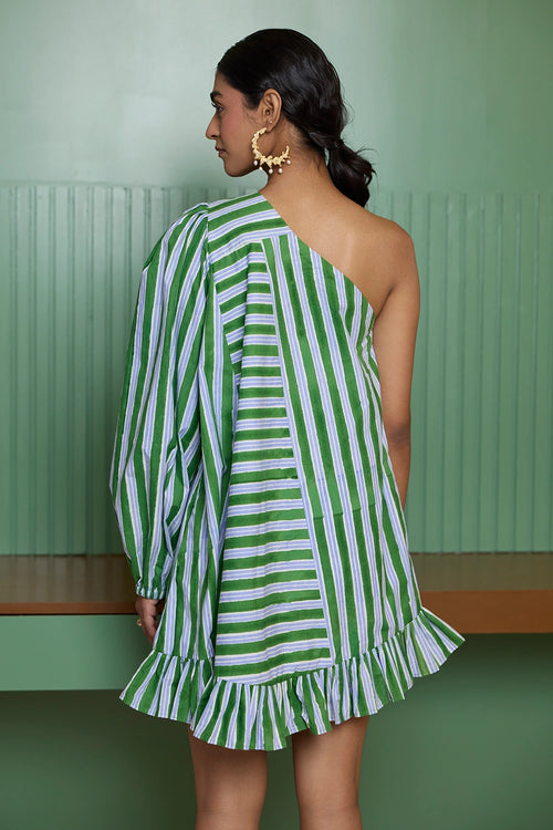 Forest Green One Shoulder Dress