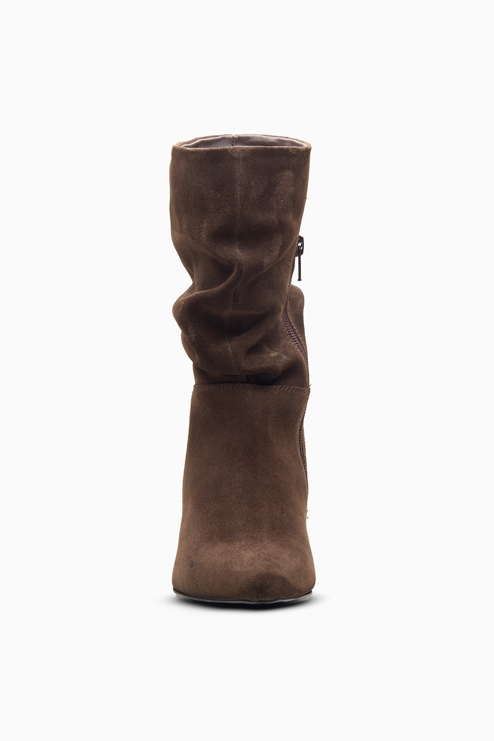 Kitten Rouching Brown Ankle Boot