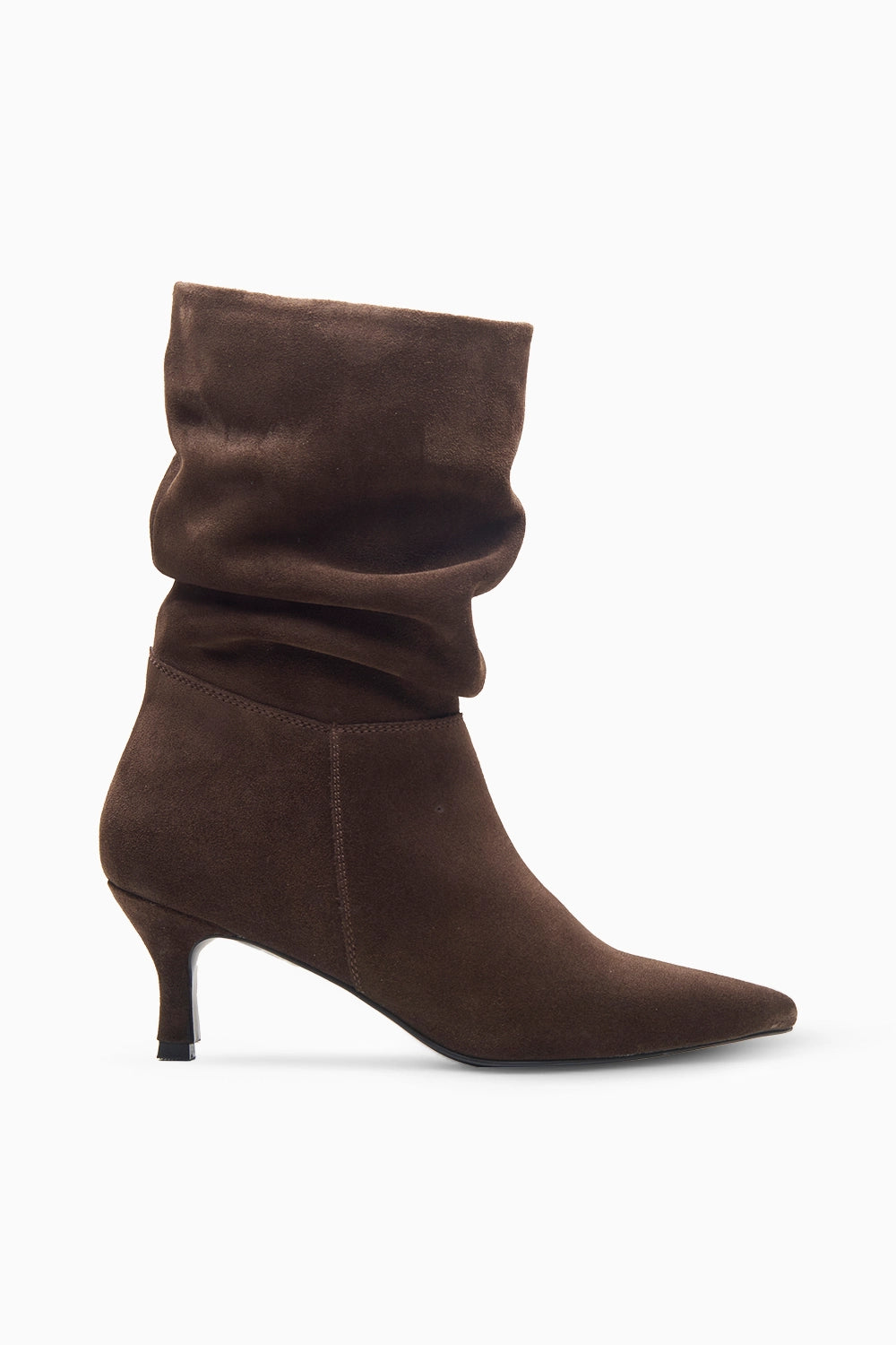 Kitten Rouching Brown Ankle Boot