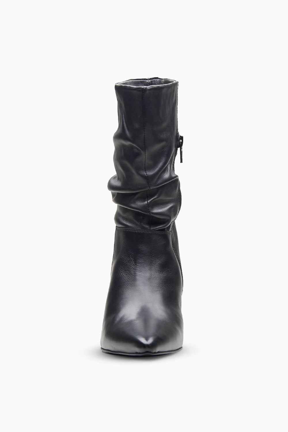 Kitten Rouching Black Ankle Boot