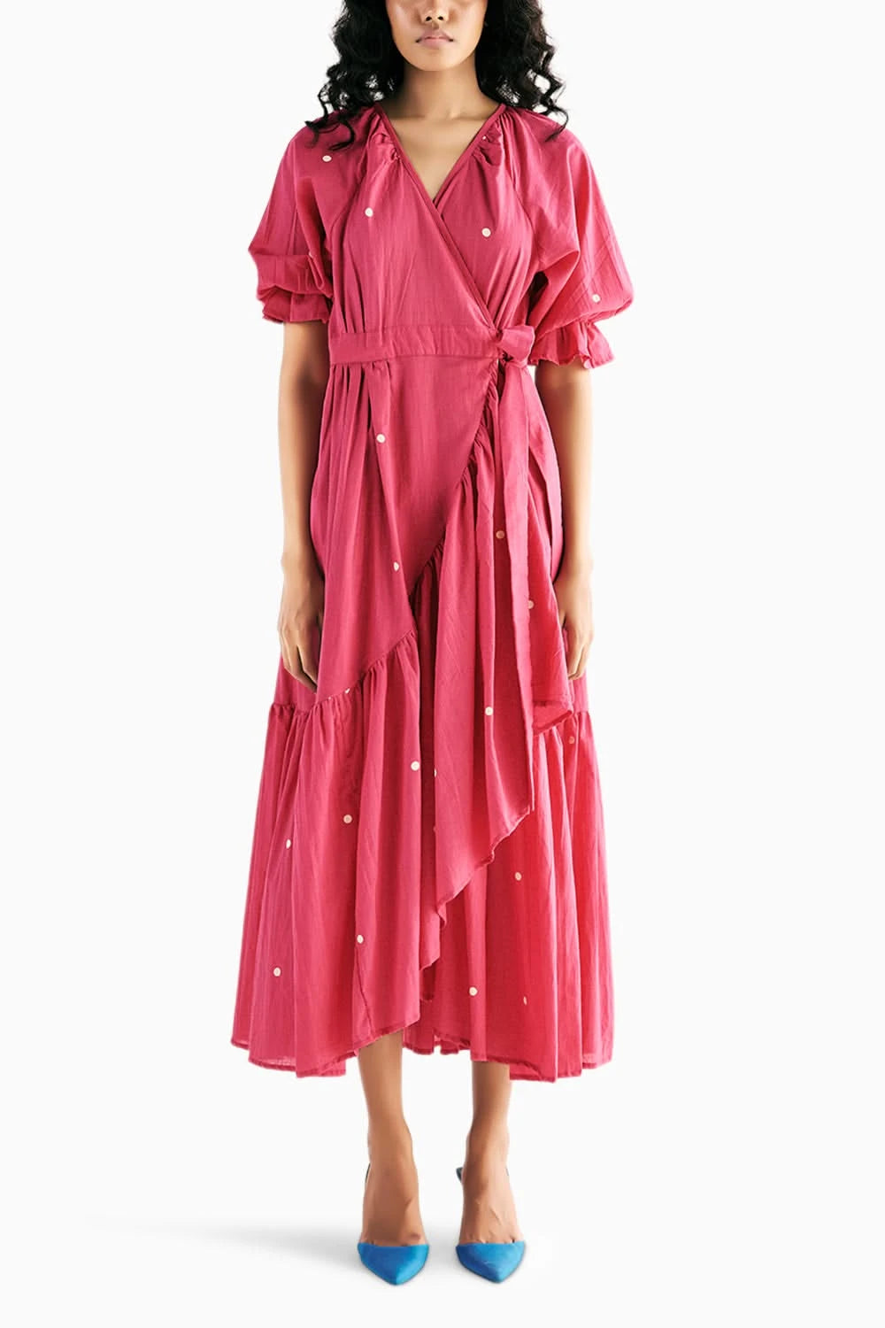 Pink Polka Wrap Dress