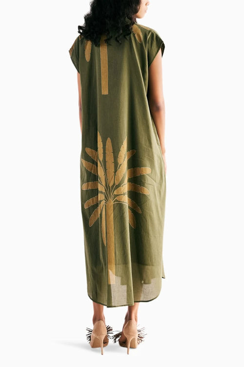 Olive Palm Shirt Dress