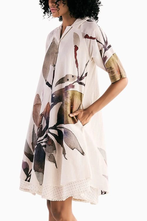 Ivory Bloom Shirt Dress