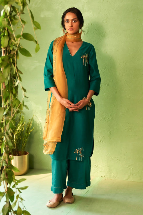 Peacock Green Tunic Set