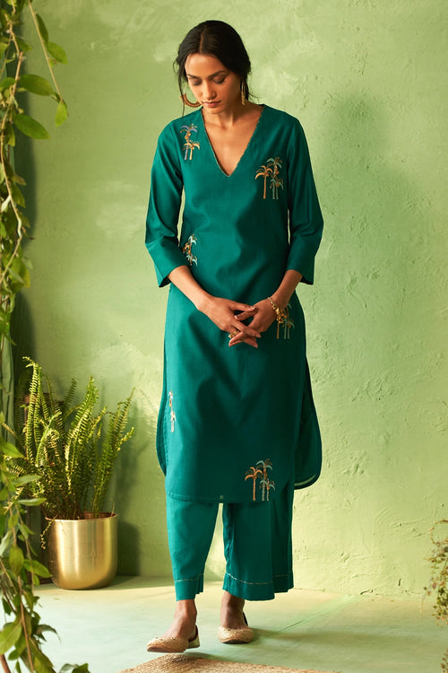 Peacock Green Tunic Set
