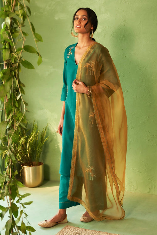 Peacock Green Tunic Set