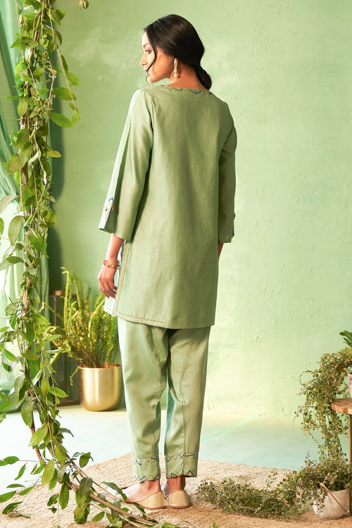 Tea Green Short Kurta Set