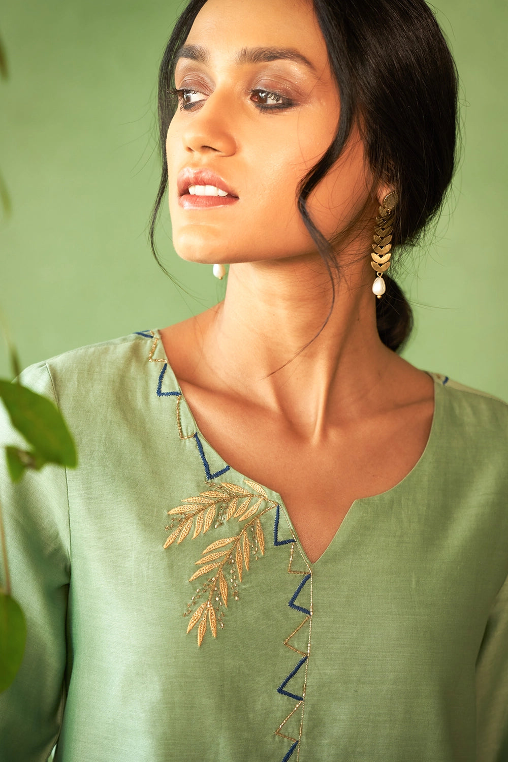 Tea Green Short Kurta Set
