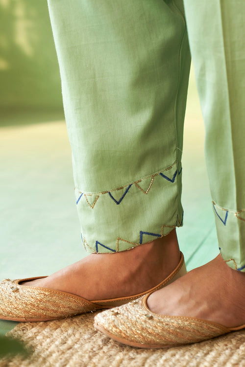 Tea Green Short Kurta Set