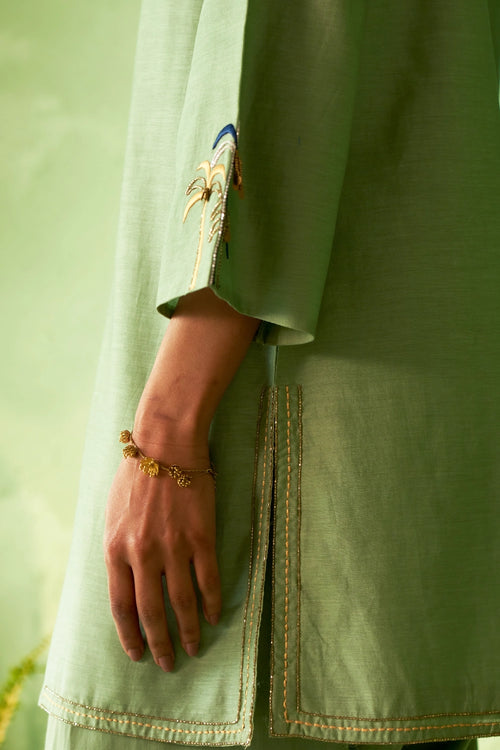 Tea Green Short Kurta Set
