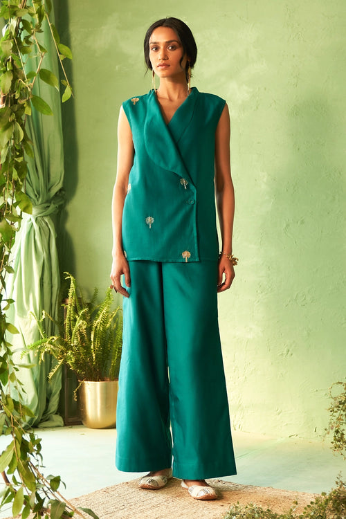 Kinaara Peacock Green Jacket set