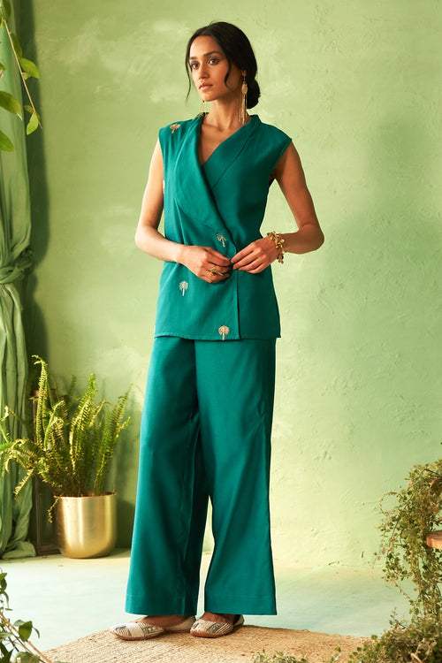 Kinaara Peacock Green Jacket set