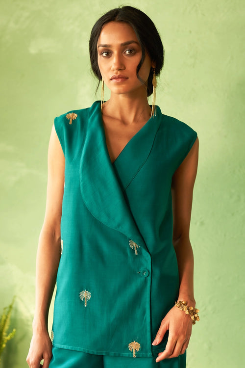 Kinaara Peacock Green Jacket set