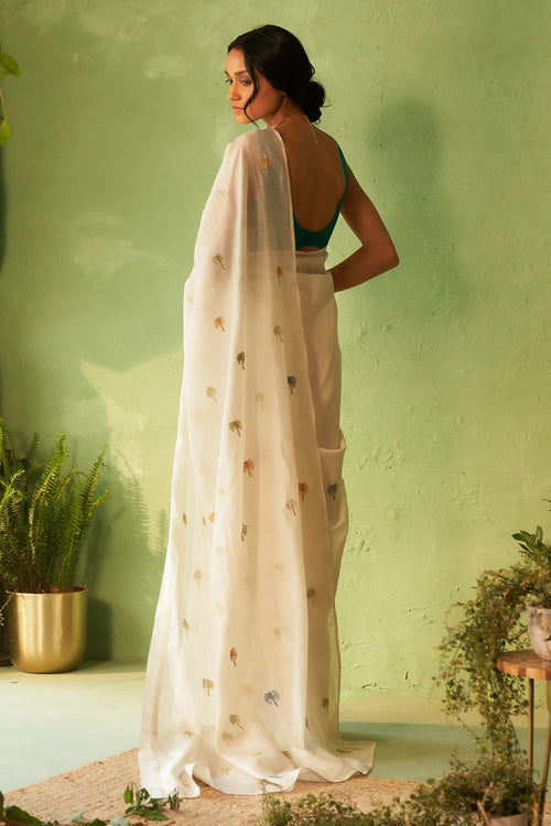 Kinara Saree with Peacock Green Blouse