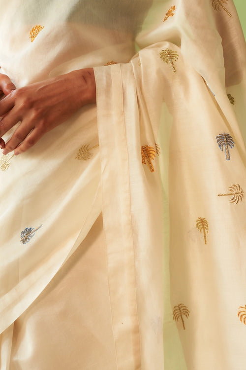 Kinara Saree with Peacock Green Blouse