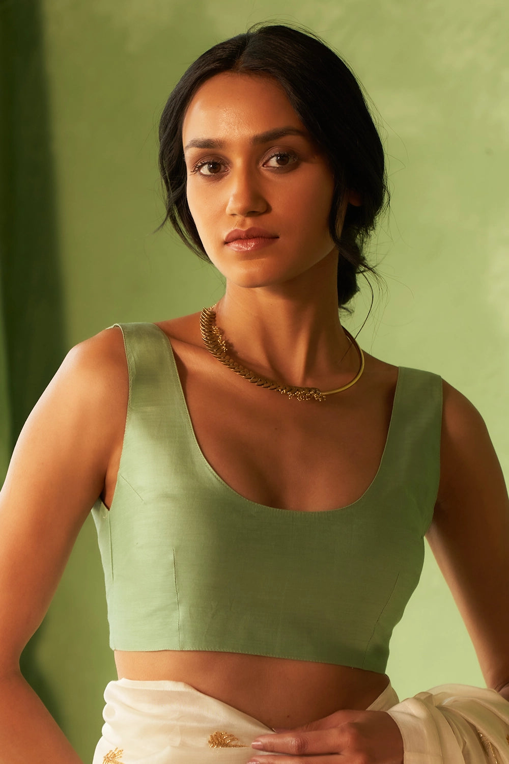 Kinaara saree with Tea Green Blouse