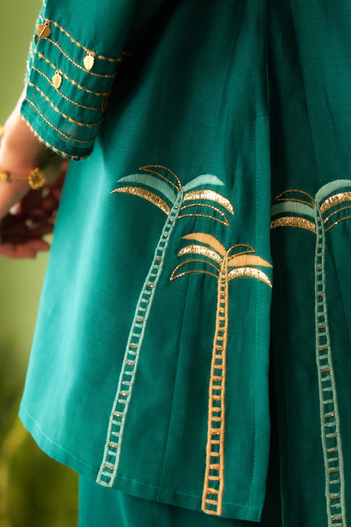 Peacock Green Collared Co-ord Set