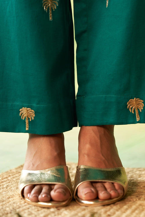 Peacock Green Collared Co-ord Set