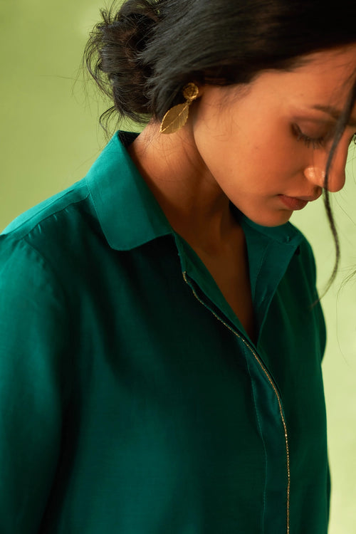 Peacock Green Collared Co-ord Set