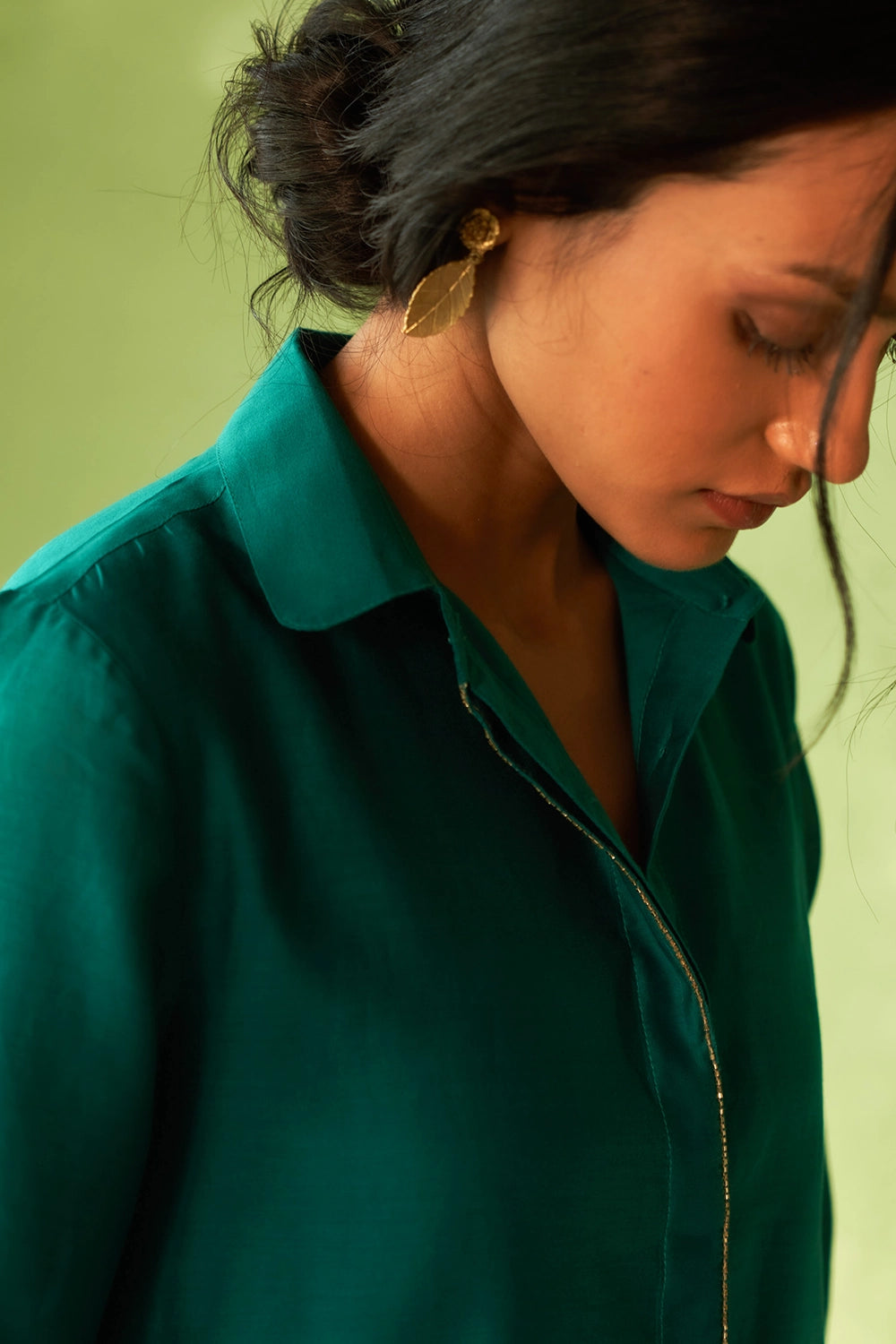 Peacock Green Collared Co-ord Set