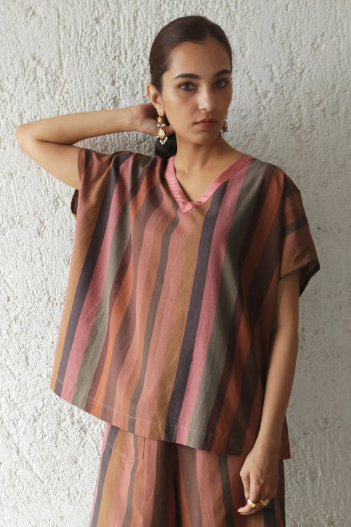 Spice Stripe Kaftan Blouse