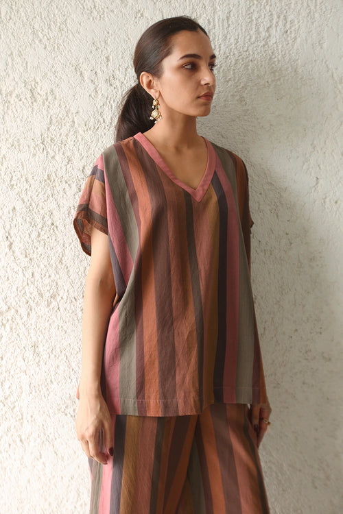 Spice Stripe Kaftan Blouse