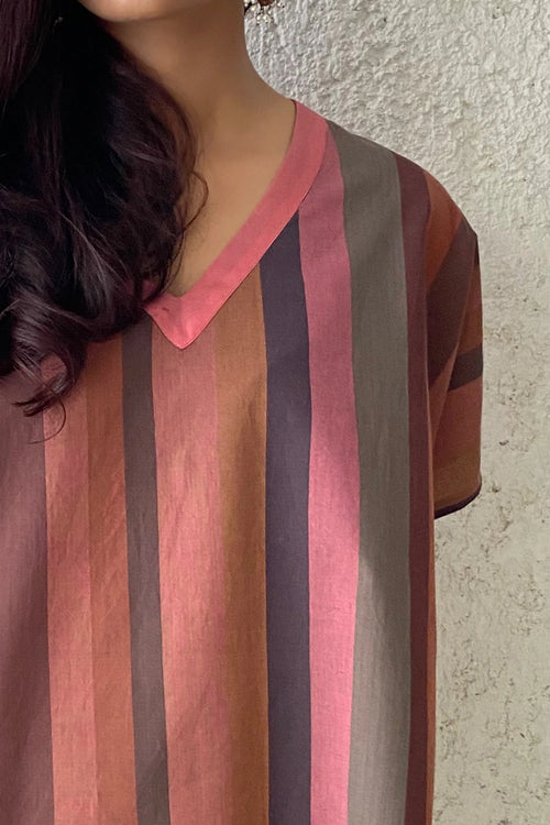 Spice Stripe Kaftan Blouse