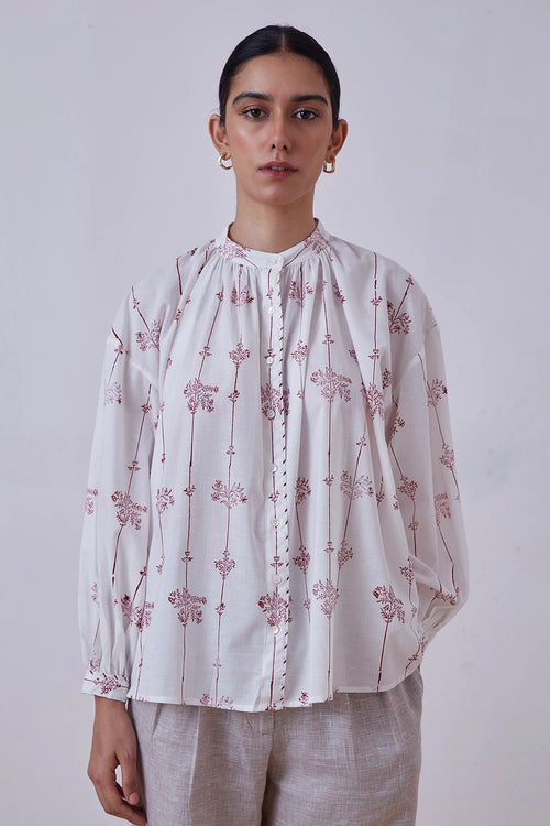 Kesar Red Hand Printed Top