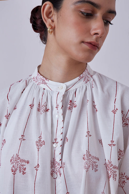 Kesar Red Hand Printed Top