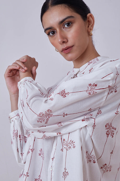 Kesar Red Hand Printed Top