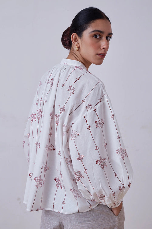 Kesar Red Hand Printed Top