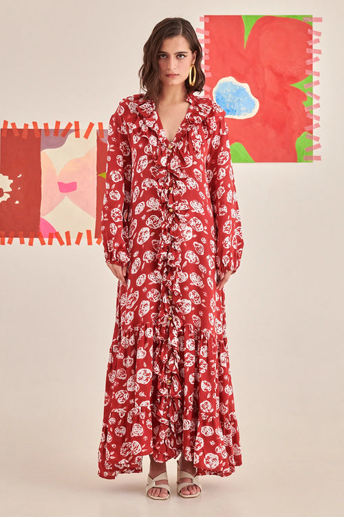 Rose Scarlet Ruffle Dress
