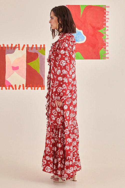 Rose Scarlet Ruffle Dress
