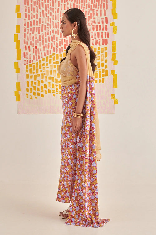 Gold Florentina Slip Draped Dress