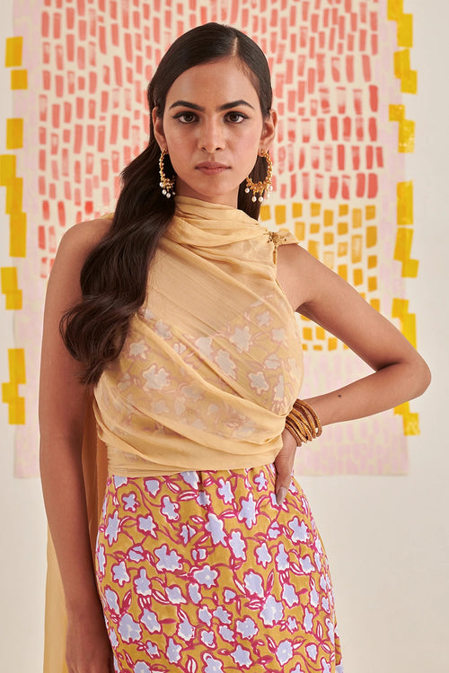 Gold Florentina Slip Draped Dress